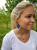 Stars & Stripes Faux Leather Petal Earrings Patriotic
