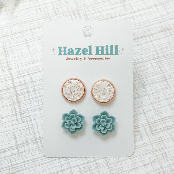succulent stud earrings Succulent Duo Stud Earring Set – Hazel Hill Boutique